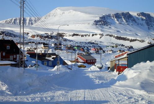 A Greenland town covered in snow